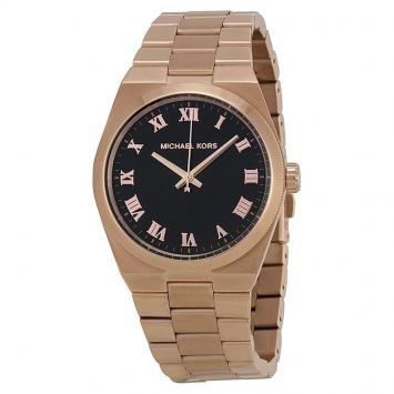 Pre Owned Michael Kors Black Rose Gold-Stainless Steel Channing MK5937 Women's Wristwatch 38MM