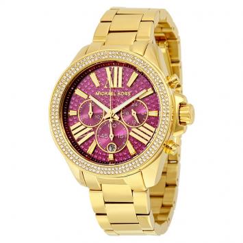 Pre Owned Michael Kors Purple Gold-Plated Stainless Steel Wren MK6290 Women's Wristwatch 42MM