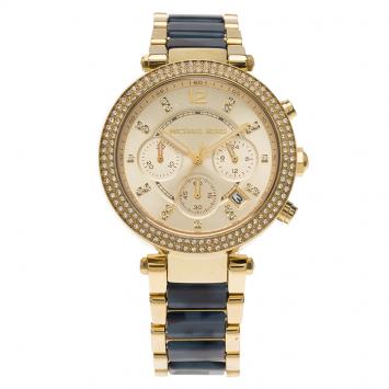 Pre Owned Michael Kors Champagne Gold-Plated Stainless Steel MK6238 Women's Wristwatch 39MM