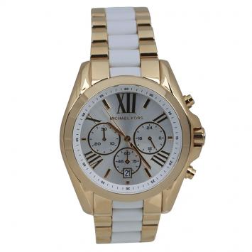 Pre Owned Michael Kors Silver Gold-Plated Stainless Steel Bradshaw MK5743 Women's Wristwatch 43MM
