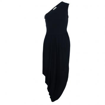 Pre Owned Michael Kors Black One Shoulder Crepe Maxi Dress S
