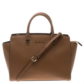 Pre Owned Michael Kors Copper Saffiano Leather Medium Selma Tote