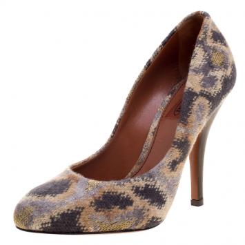 Pre Owned Missoni Multicolor Knit Fabric Pumps Size 38