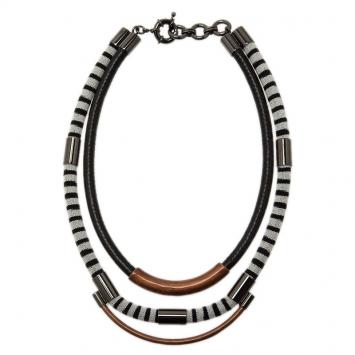 Pre Owned Missoni Three Strands Multicolor Silver Tone Necklace