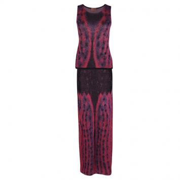Pre Owned Missoni Multicolour Lurex Knit Sleeveless Top and Maxi Skirt Set S