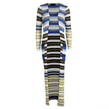 Pre Owned Missoni Multicolor Striped Lurex Knit Detail Open Front Long Cardigan S