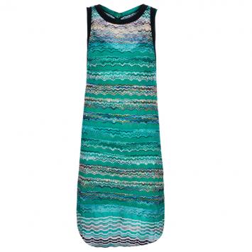 Pre Owned Missoni Green Wave Knit Sleeveless Dress S
