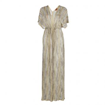 Pre Owned Missoni Gold Lurex Knit Waist Tie Detail Long Kaftan S