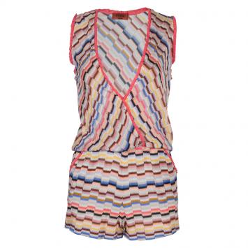 Pre Owned Missoni Multicolor Knit Ruffle Trim Overlap Detail Romper S