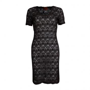 Pre Owned Missoni Black Perforated Lurex Knit Sheer Dress S