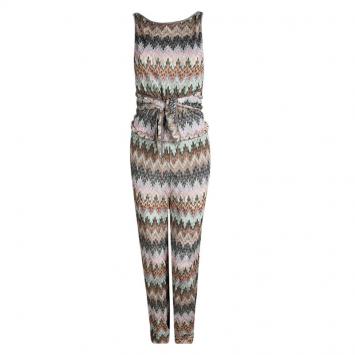 Pre Owned Missoni Mare Multicolor Perforated Knit Waist Tie Detail Cross Back Jumpsuit S