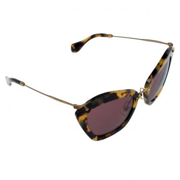 Pre Owned Miu Miu Tortoise Frame SMU10N Cat Eye Sunglasses 