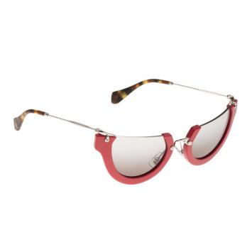 Pre Owned Miu Miu Red SMU11Q Semi Rimless Wink Cat Eye Sunglasses