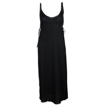 Pre Owned Miu Miu Black Crepe Tie Detail Sleeveless Dress M