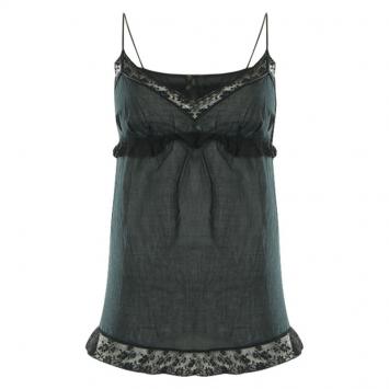 Pre Owned Miu Miu Black Sheer Lace Strappy Top S
