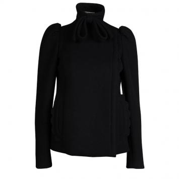 Pre Owned Miu Miu Black Wool Bow Detail Jacket S