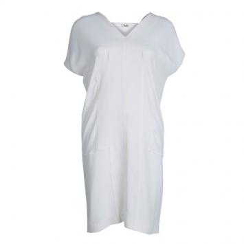 Pre Owned Miu Miu White V-Neck Oversized Dress S