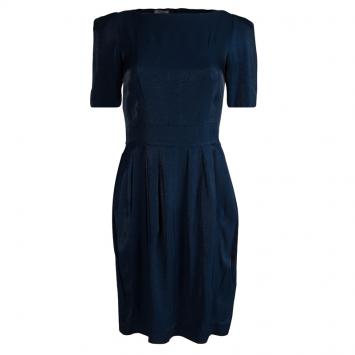 Pre Owned Miu Miu Navy Blue Short Sleeve Dress S