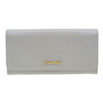 Pre Owned Miu Miu Grey Leather Continental Wallet