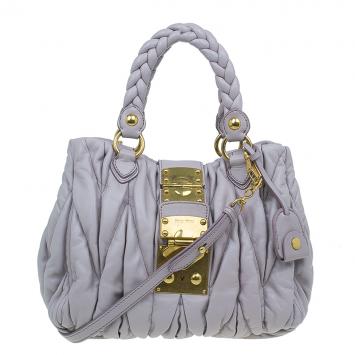 Pre Owned Miu Miu Nube Matelasse Lux Leather Bauletto Shoulder Bag