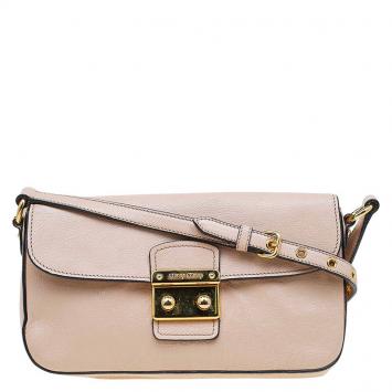 Pre Owned Miu Miu Beige Leather Madras Argilla Shoulder Bag