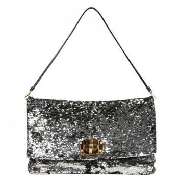 Pre Owned Miu Miu Silver Sequins Shoulder Bag