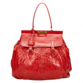 Pre Owned Miu Miu Red Vitello Lux Leather Frame Top Handle Bag