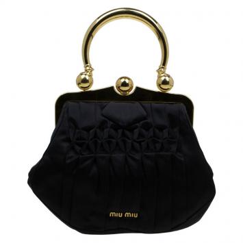 Pre Owned Miu Miu Black Satin Frame Handbag