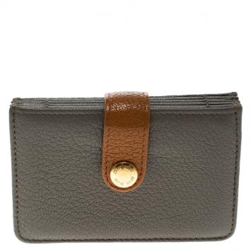 Pre Owned Miu Miu Grey/Brown Leather Accordion Card Holder