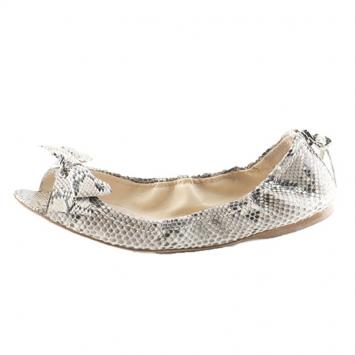 Pre Owned Miu Miu Python Bow Open Toe Ballet Flats Size 37.5