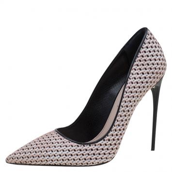 Pre Owned Miu Miu Pale Pink Mesh Pointed Toe Pumps Size 39
