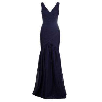 Pre Owned ML Monique Lhuillier Purple Tulle Sequin Embellished Sleeveless Gown M
