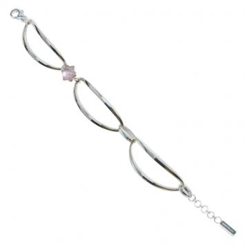 Pre Owned Montblanc Star Pink Cabouchon Silver Bangle Bracelet 
