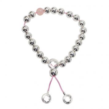 Pre Owned Montblanc Star Beads Pink Cord Silver Bracelet