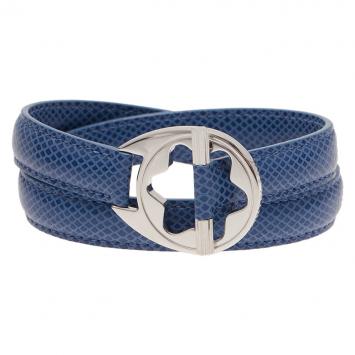 Pre Owned Montblanc Hold Me Tight Blue Leather Silver Bracelet