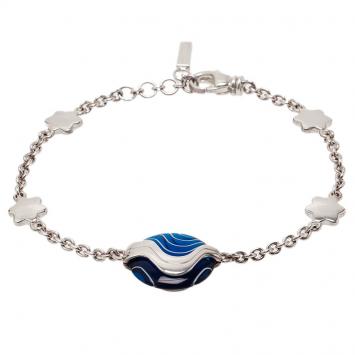 Pre Owned Montblanc Blue Pendant Silver Bracelet