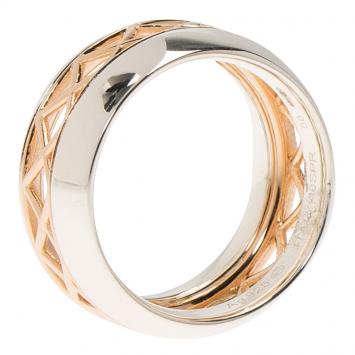 Pre Owned Montblanc Silver Rose Gold Tone Band Ring 58