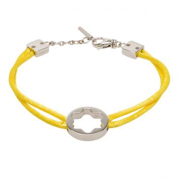Pre Owned Montblanc Star Collection Yellow Satin Silver Star Bracelet