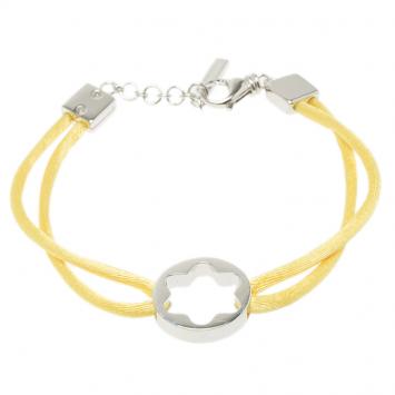 Pre Owned Montblanc Star Collection Yellow Satin Silver Star Bracelet