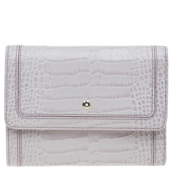 Pre Owned Montblanc Lilac Croc Embossed Leather French Wallet 