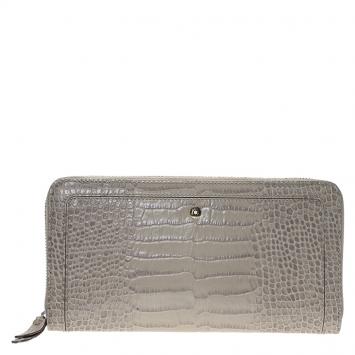 Pre Owned Montblanc Beige Croc Embossed Boheme Zip Around Wallet