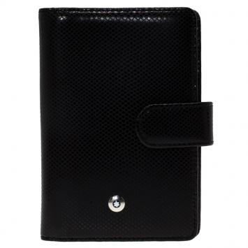 Pre Owned Montblanc Black Leather Clasp Business Card Holder