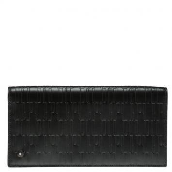Pre Owned Montblanc Gun Metal Leather Westside Black Mystery Wallet 14CC