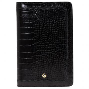 Pre Owned Montblanc Black Sand Lizard Embossed Leather Small Agenda