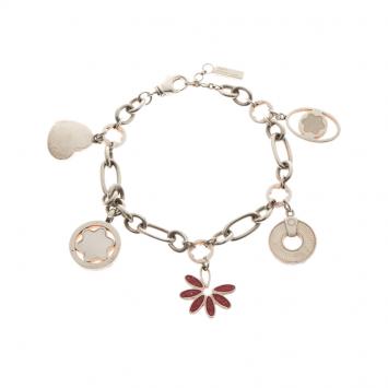 Pre Owned Montblanc Star Signet Silver Multi Charm Bracelet 20 cm