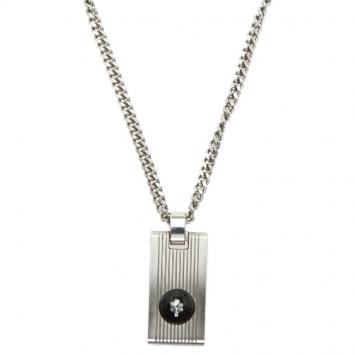 Pre Owned Montblanc Diamond Stainless Steel Pendant Necklace