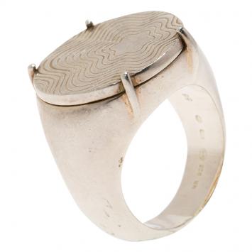 Pre Owned Montblanc Star Signet Silver Ring Size 56