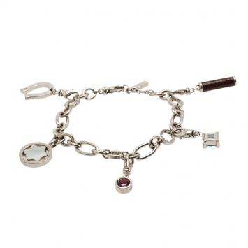 Pre Owned Montblanc Star Signet Silver Charms Bracelet 20cm