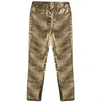 Pre Owned Moschino Couture Gold Foil Printed Denim Skinny Jeans S