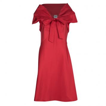 Pre Owned Moschino Red Sleeveless Cocktail Dress and Bolero Set M